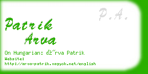 patrik arva business card